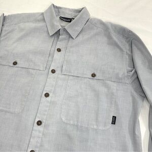 Patagonia Vintage Outdoor Long Sleeve Vented Fishing Shirt Pale Blue/Gray Large
